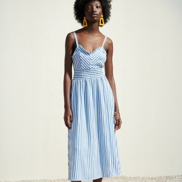 ZARA STRIPED MIDI DRESS NWT - Picture 2 of 14